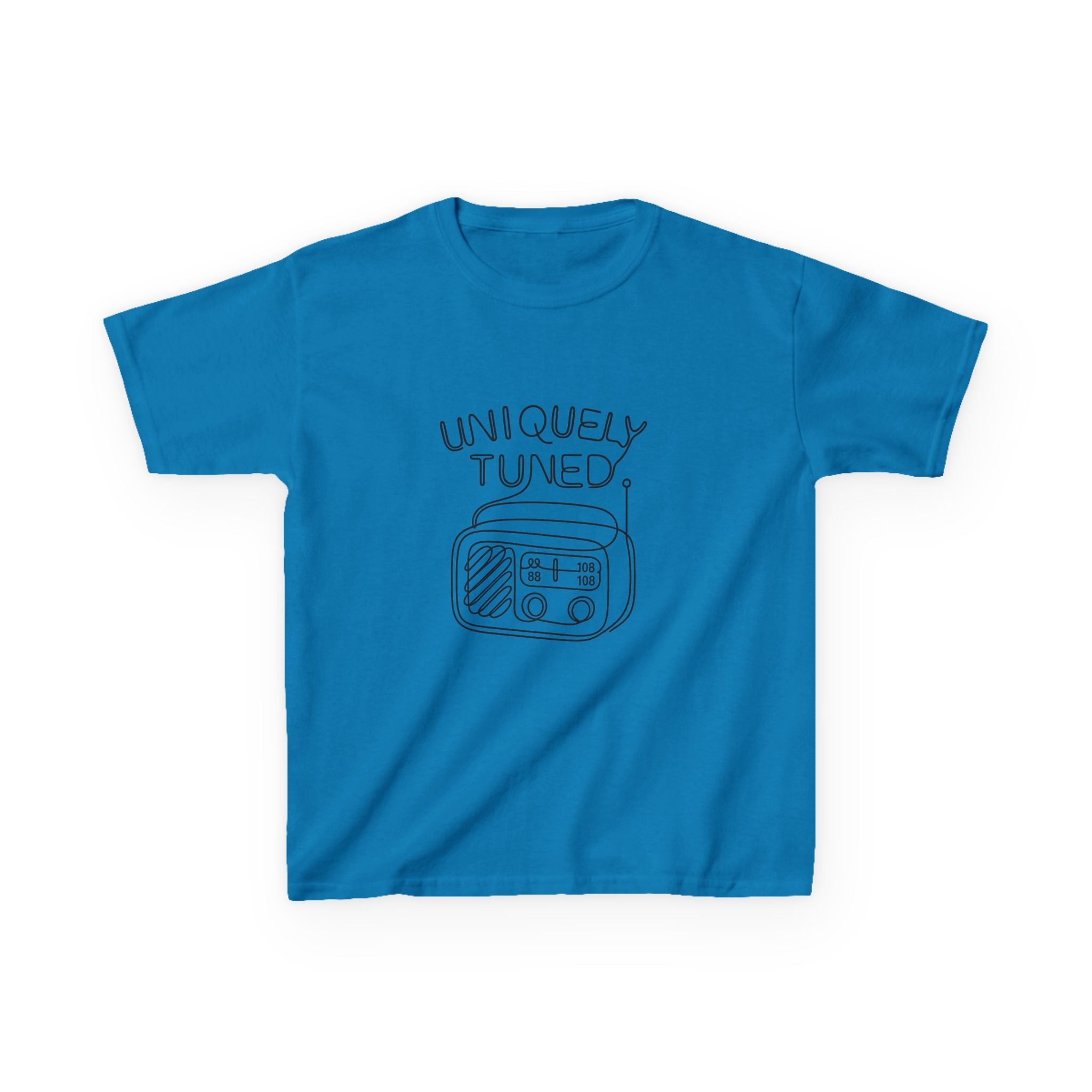 Uniquely Tuned Kids Tee, Retro Radio Graphic Tee, Fun Kids Shirt, Music Lover Gift, Cool Kids Apparel, Kids Heavy Cotton Shirt