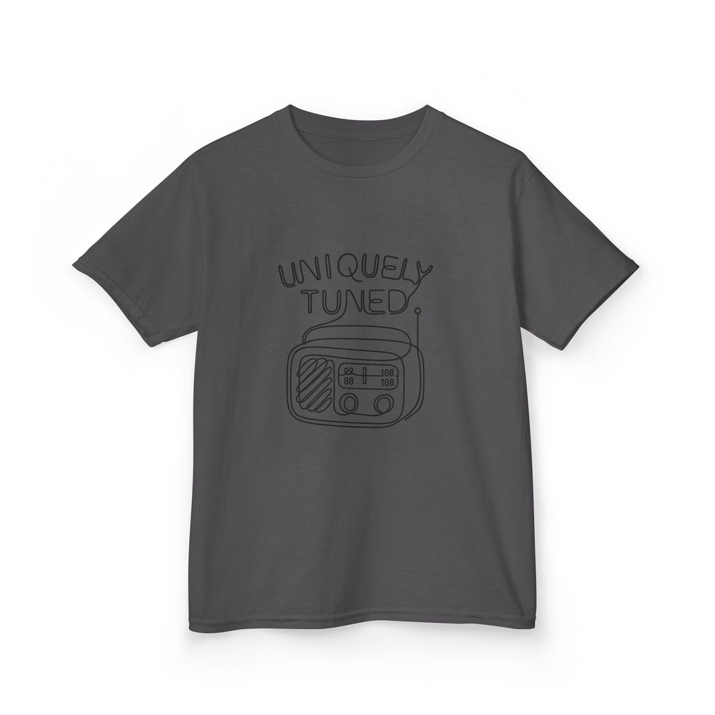 Uniquely Tuned Kids Tee, Retro Radio Graphic Tee, Fun Kids Shirt, Music Lover Gift, Cool Kids Apparel, Kids Heavy Cotton Shirt