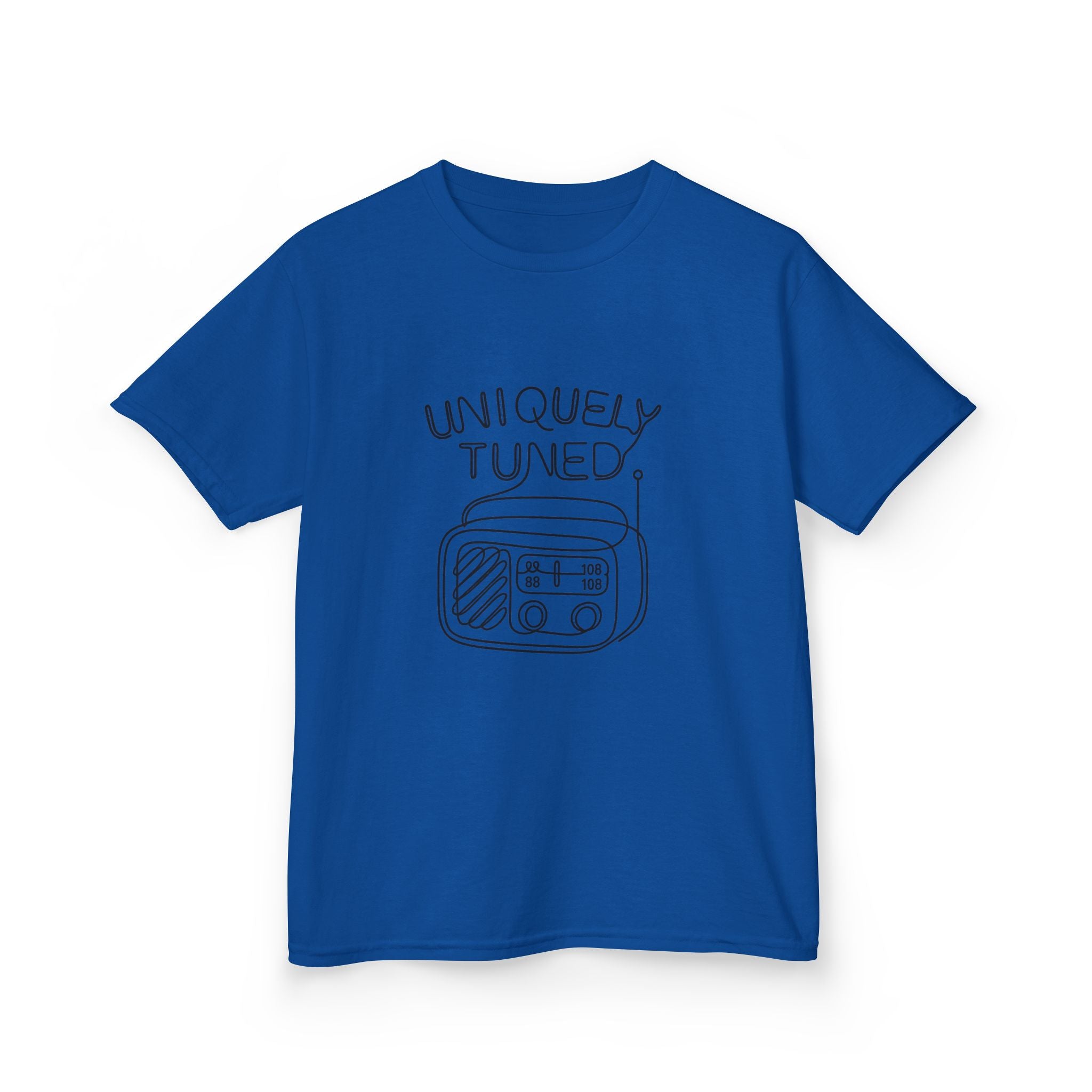 Uniquely Tuned Kids Tee, Retro Radio Graphic Tee, Fun Kids Shirt, Music Lover Gift, Cool Kids Apparel, Kids Heavy Cotton Shirt