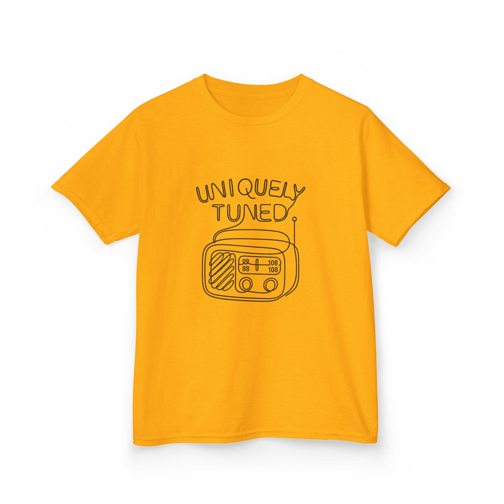 Uniquely Tuned Kids Tee, Retro Radio Graphic Tee, Fun Kids Shirt, Music Lover Gift, Cool Kids Apparel, Kids Heavy Cotton Shirt