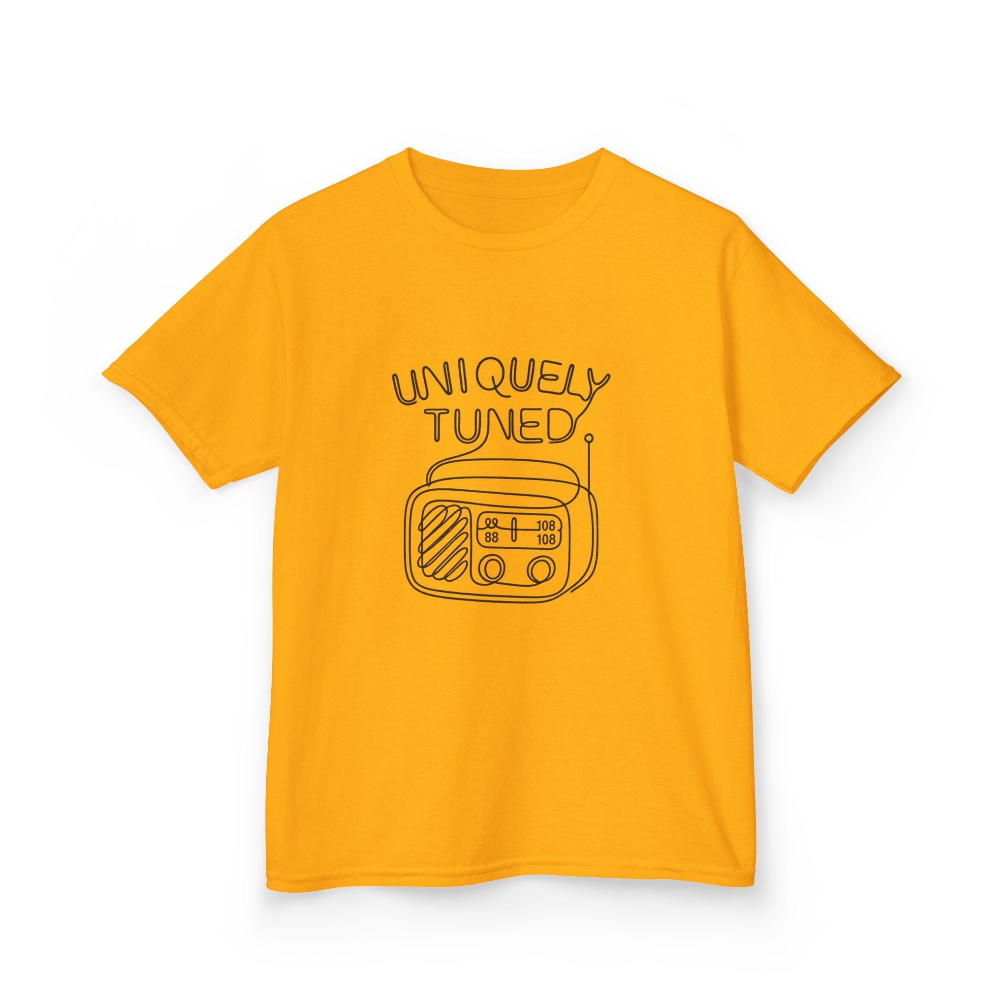 Uniquely Tuned Kids Tee, Retro Radio Graphic Tee, Fun Kids Shirt, Music Lover Gift, Cool Kids Apparel, Kids Heavy Cotton Shirt