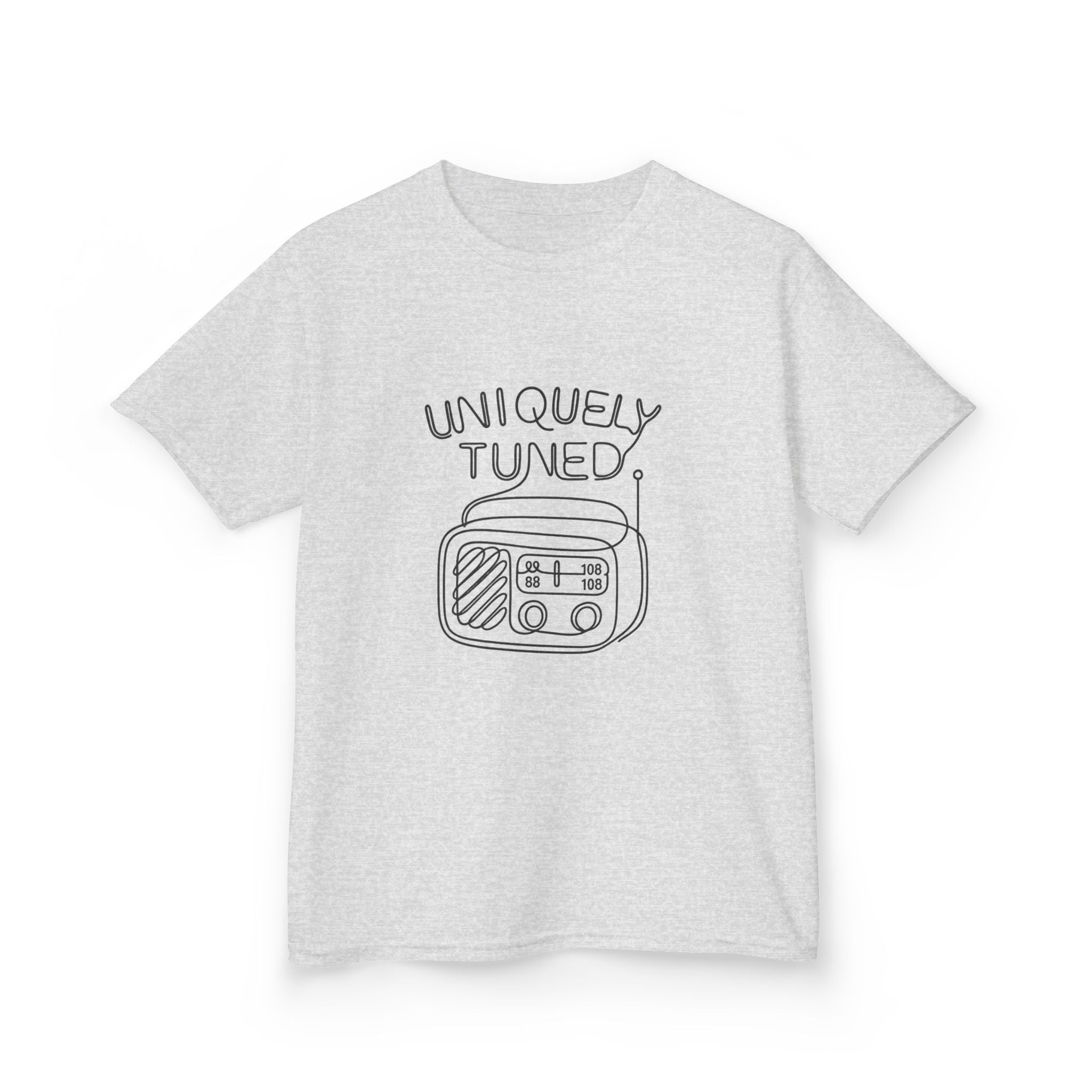 Uniquely Tuned Kids Tee, Retro Radio Graphic Tee, Fun Kids Shirt, Music Lover Gift, Cool Kids Apparel, Kids Heavy Cotton Shirt