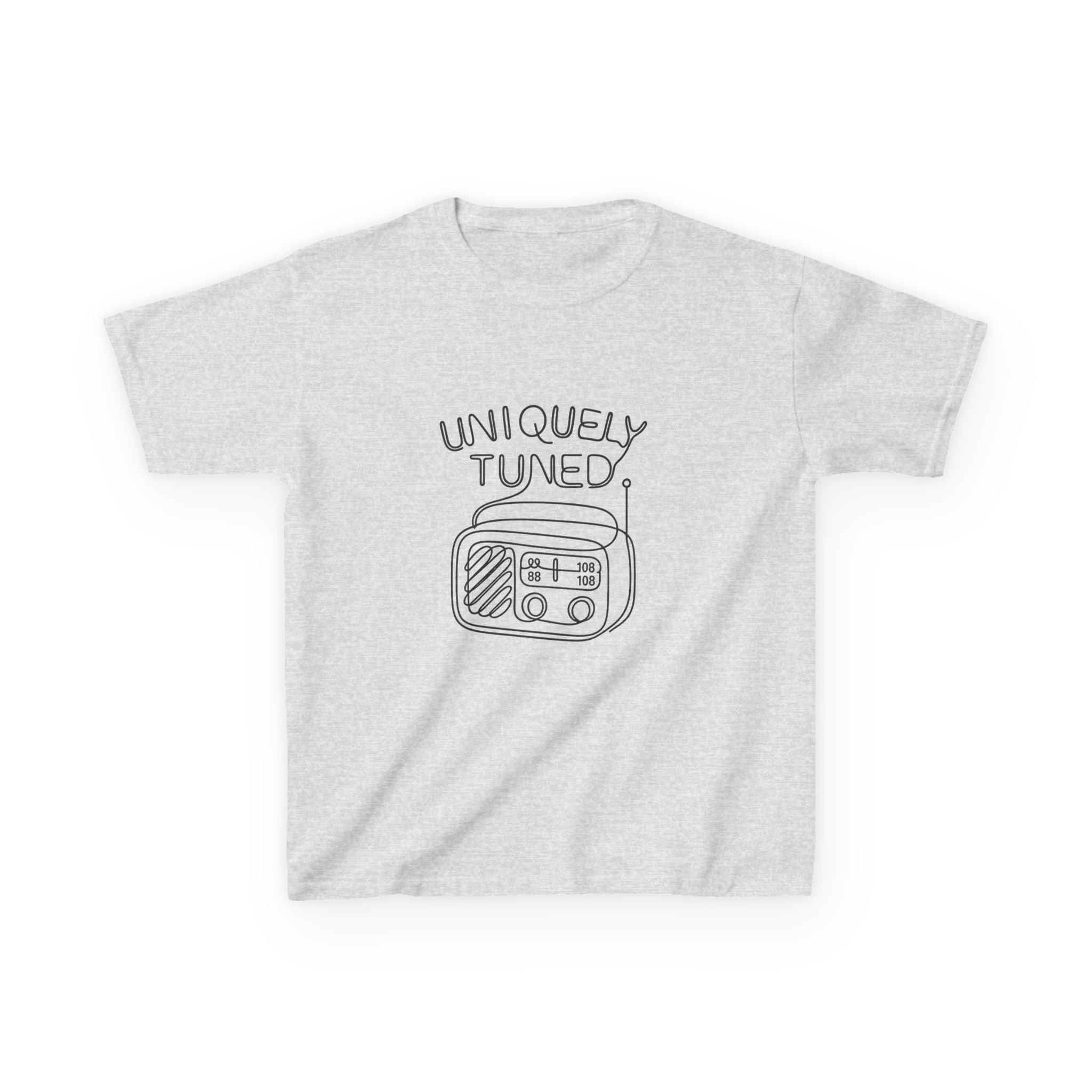 Uniquely Tuned Kids Tee, Retro Radio Graphic Tee, Fun Kids Shirt, Music Lover Gift, Cool Kids Apparel, Kids Heavy Cotton Shirt