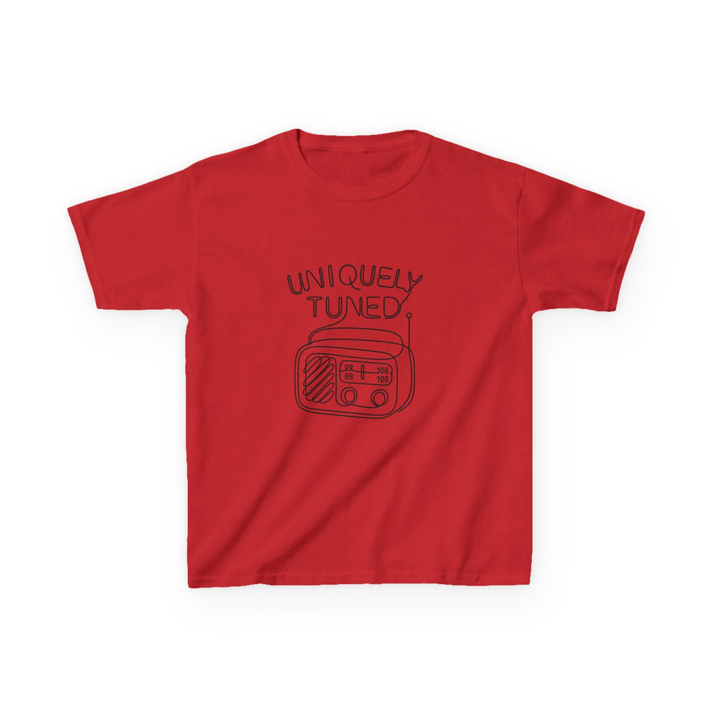 Uniquely Tuned Kids Tee, Retro Radio Graphic Tee, Fun Kids Shirt, Music Lover Gift, Cool Kids Apparel, Kids Heavy Cotton Shirt