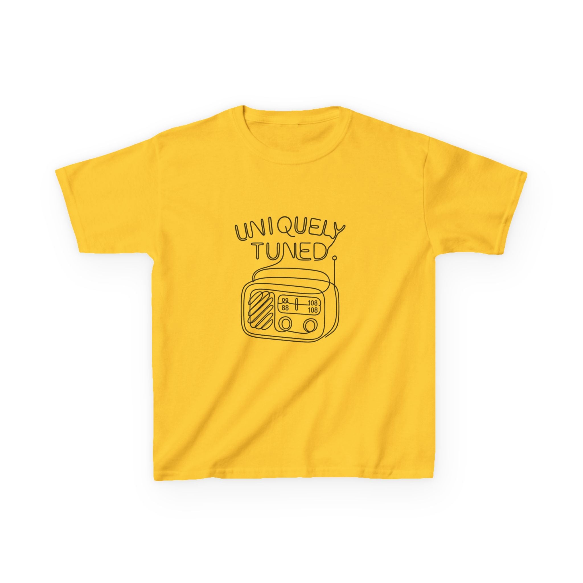 Uniquely Tuned Kids Tee, Retro Radio Graphic Tee, Fun Kids Shirt, Music Lover Gift, Cool Kids Apparel, Kids Heavy Cotton Shirt