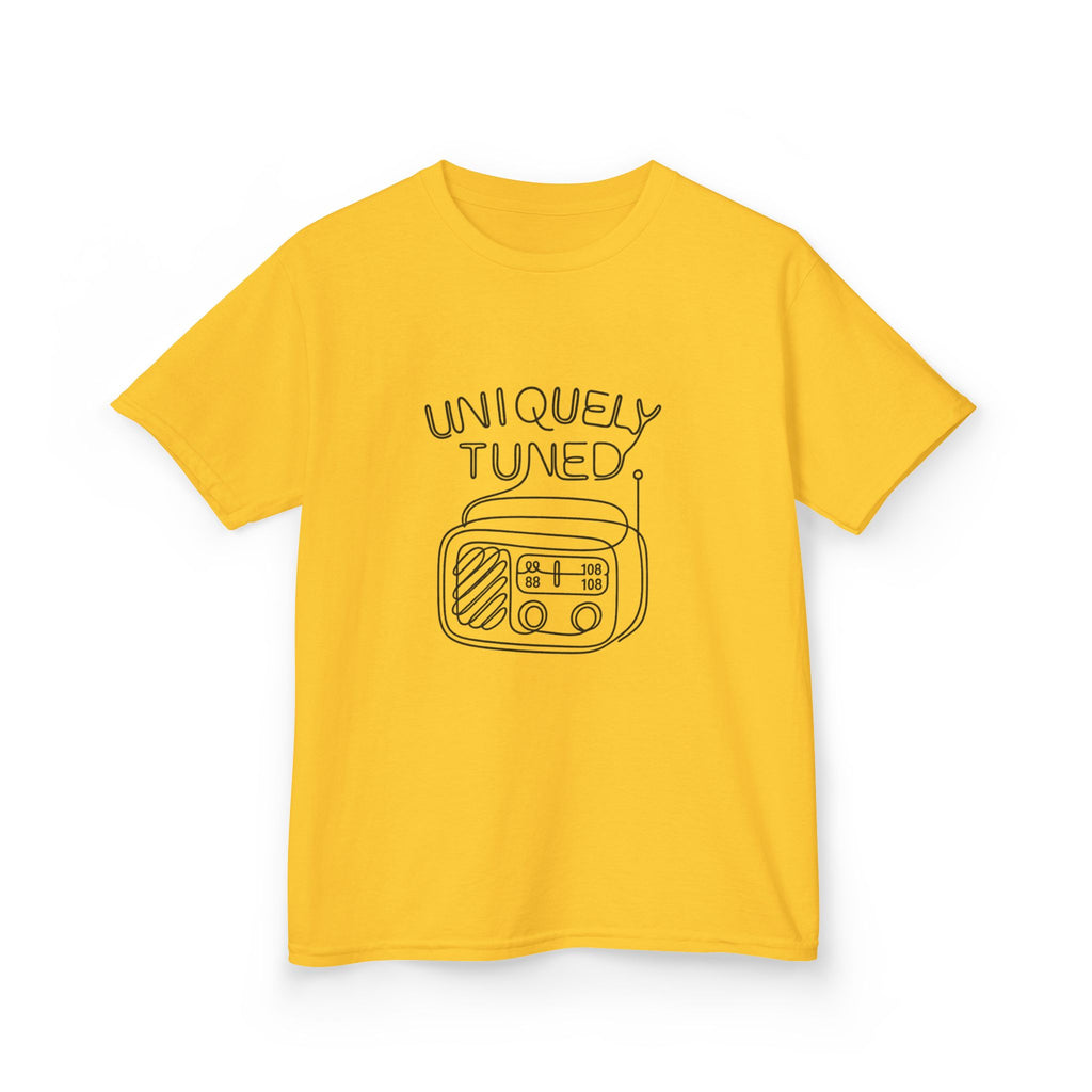 Uniquely Tuned Kids Tee, Retro Radio Graphic Tee, Fun Kids Shirt, Music Lover Gift, Cool Kids Apparel, Kids Heavy Cotton Shirt