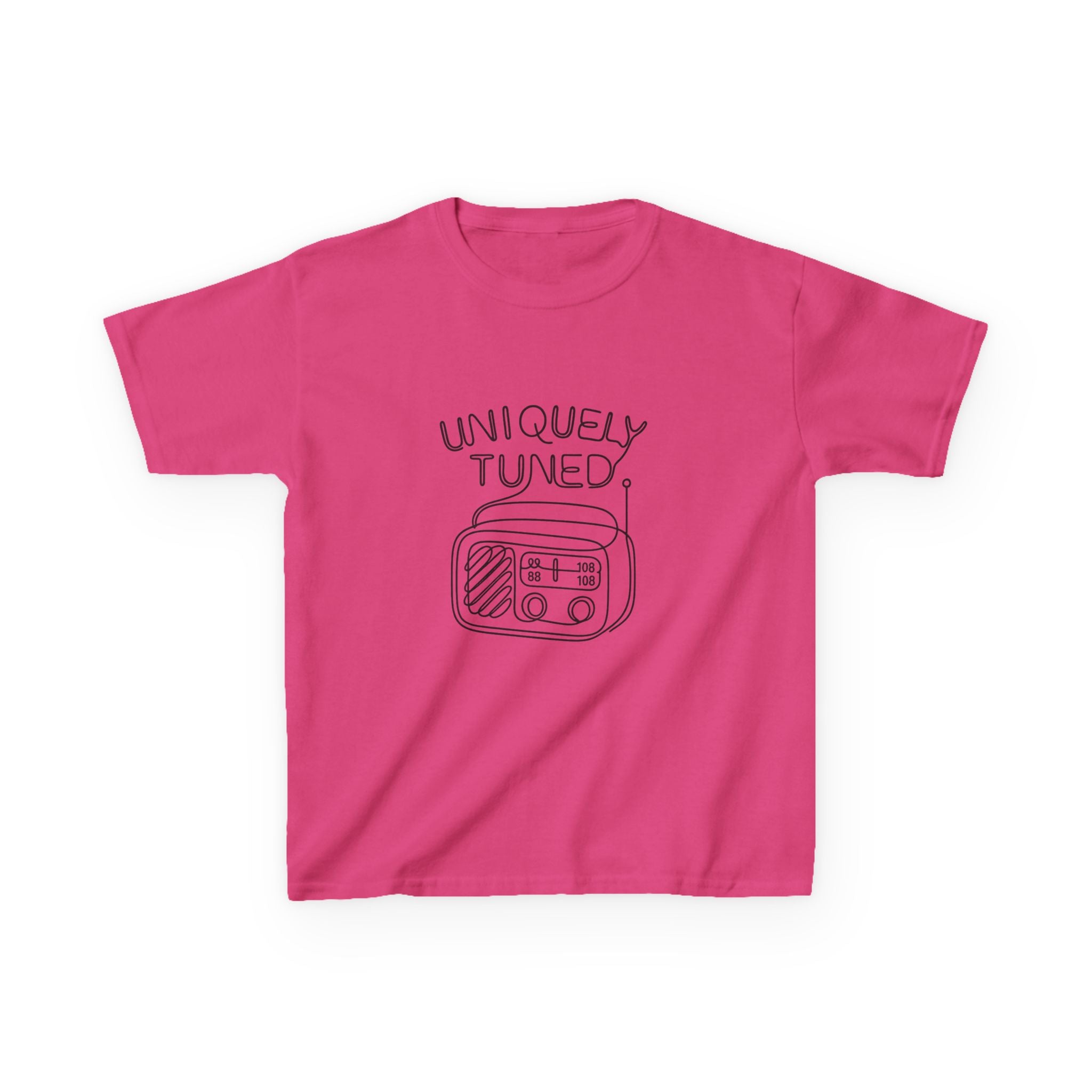 Uniquely Tuned Kids Tee, Retro Radio Graphic Tee, Fun Kids Shirt, Music Lover Gift, Cool Kids Apparel, Kids Heavy Cotton Shirt