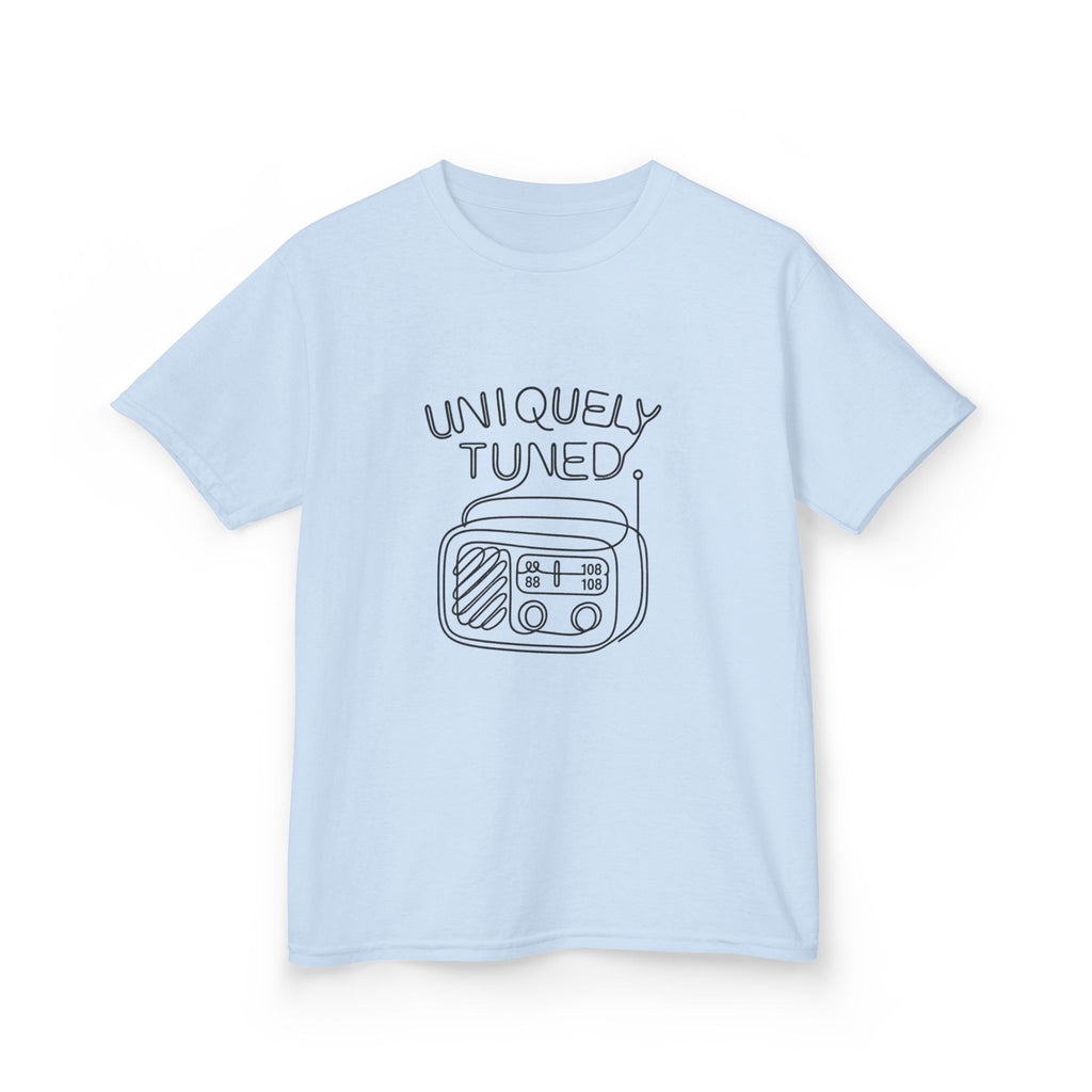 Uniquely Tuned Kids Tee, Retro Radio Graphic Tee, Fun Kids Shirt, Music Lover Gift, Cool Kids Apparel, Kids Heavy Cotton Shirt