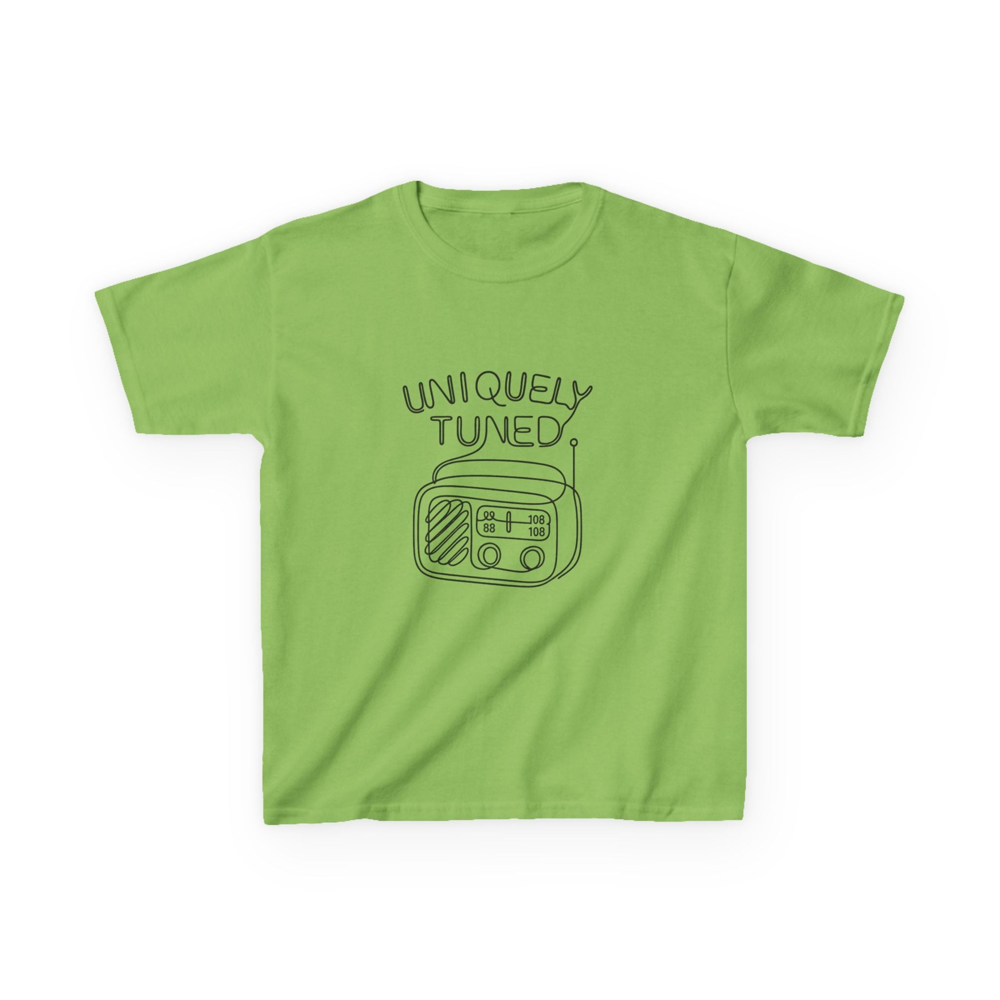 Uniquely Tuned Kids Tee, Retro Radio Graphic Tee, Fun Kids Shirt, Music Lover Gift, Cool Kids Apparel, Kids Heavy Cotton Shirt