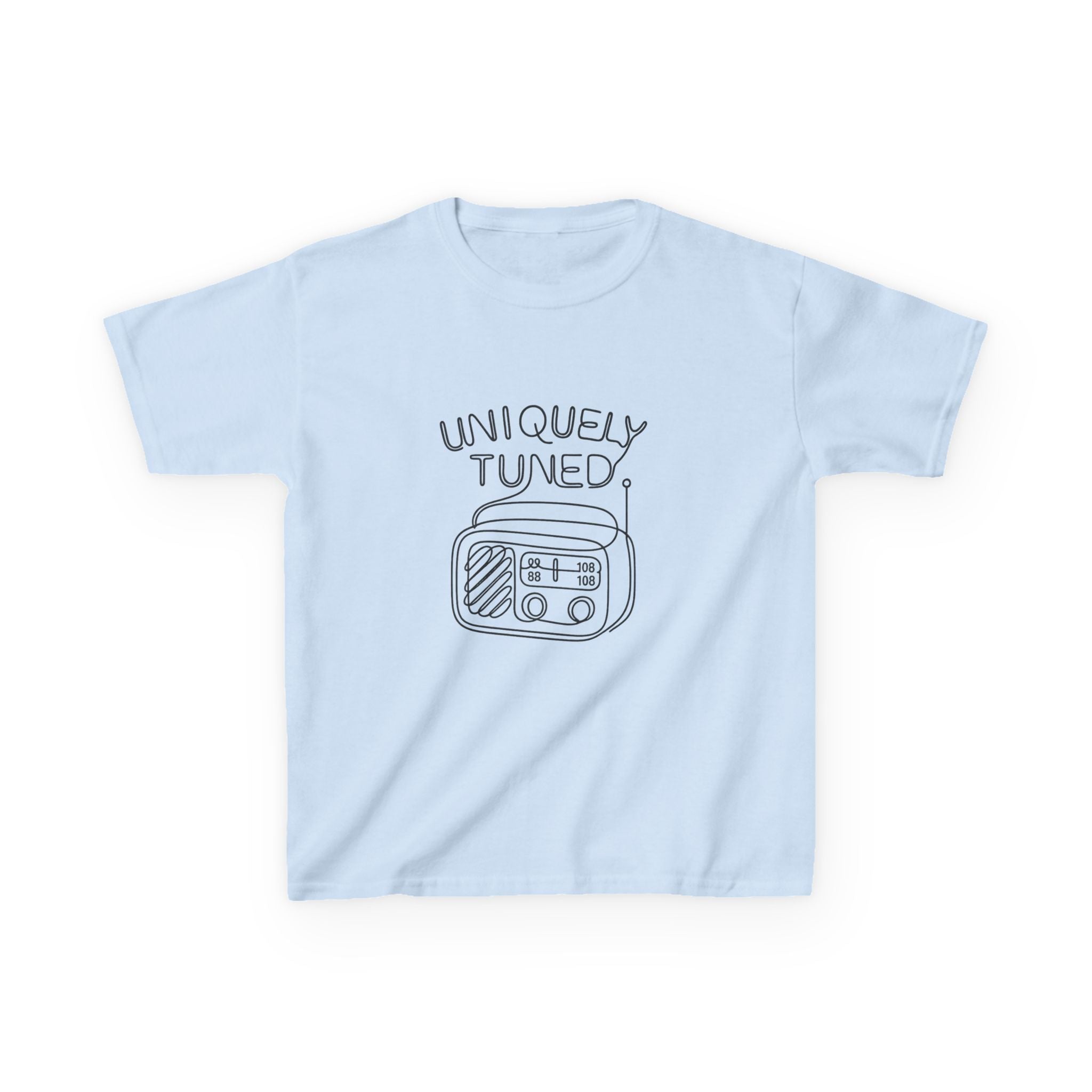 Uniquely Tuned Kids Tee, Retro Radio Graphic Tee, Fun Kids Shirt, Music Lover Gift, Cool Kids Apparel, Kids Heavy Cotton Shirt