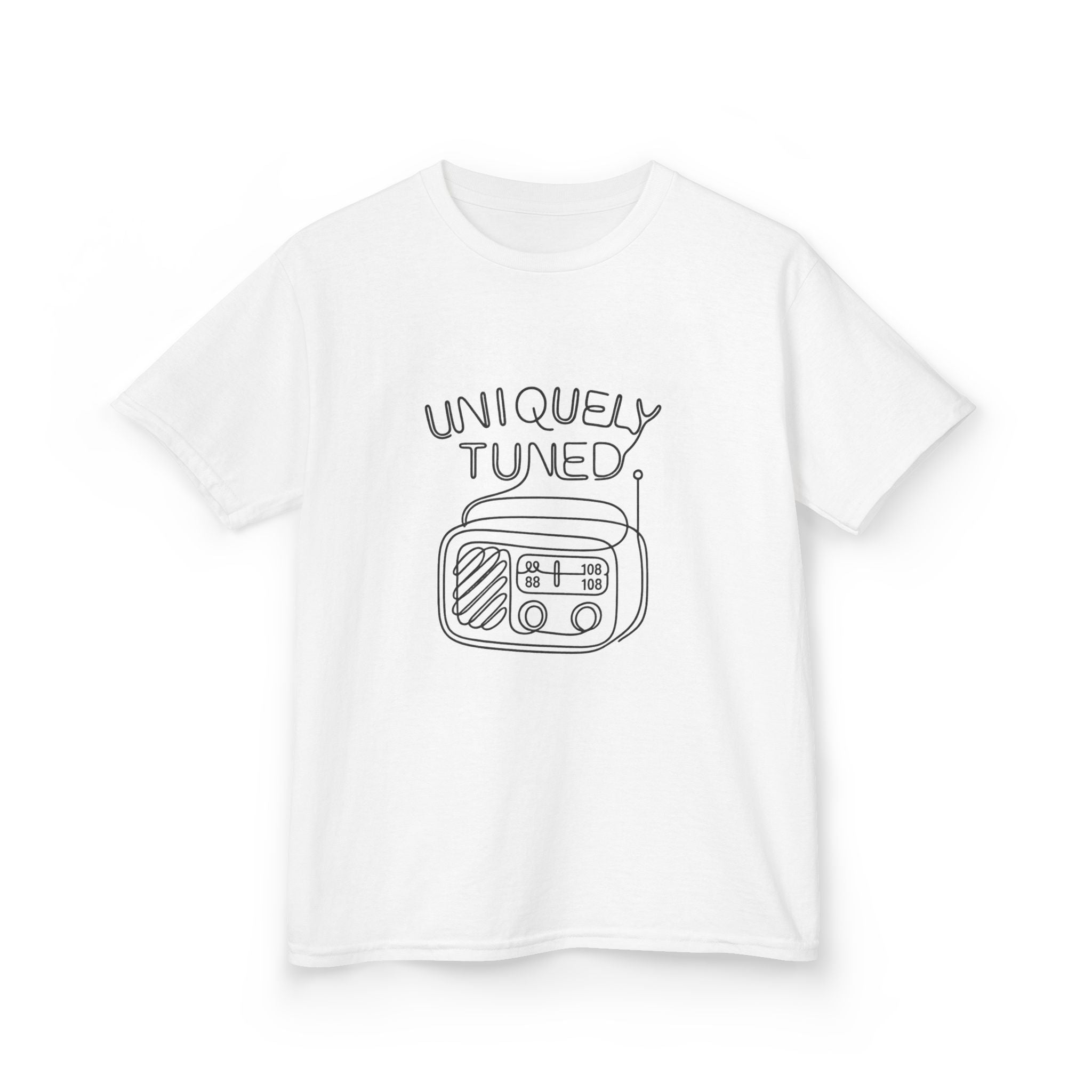 Uniquely Tuned Kids Tee, Retro Radio Graphic Tee, Fun Kids Shirt, Music Lover Gift, Cool Kids Apparel, Kids Heavy Cotton Shirt