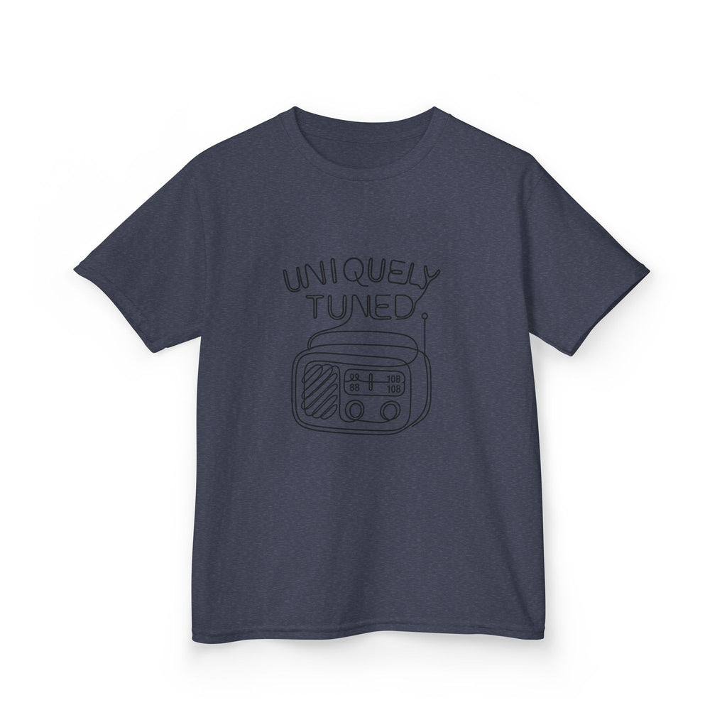 Uniquely Tuned Kids Tee, Retro Radio Graphic Tee, Fun Kids Shirt, Music Lover Gift, Cool Kids Apparel, Kids Heavy Cotton Shirt