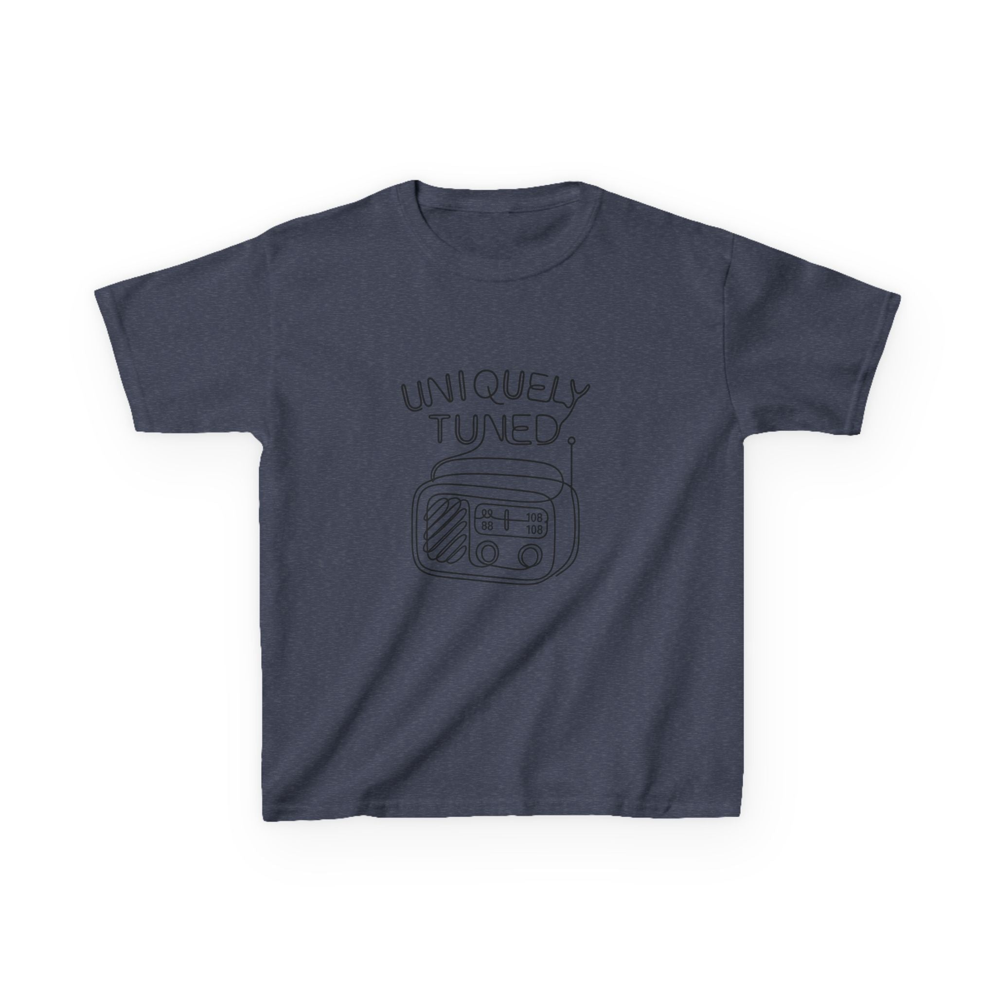 Uniquely Tuned Kids Tee, Retro Radio Graphic Tee, Fun Kids Shirt, Music Lover Gift, Cool Kids Apparel, Kids Heavy Cotton Shirt