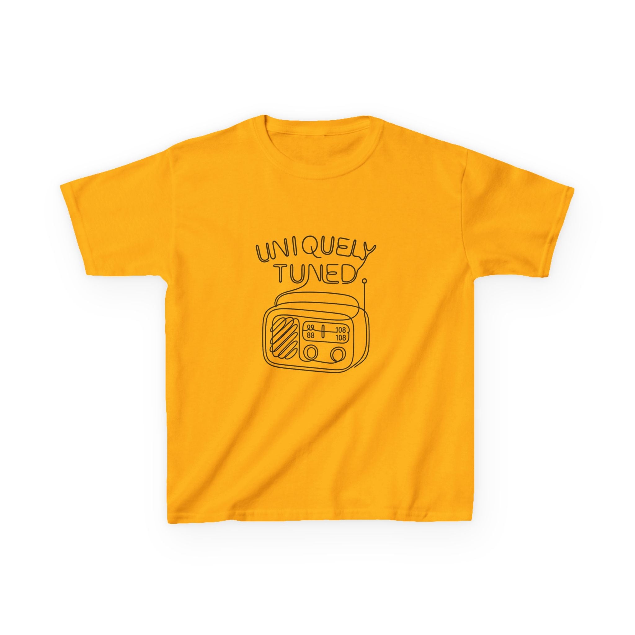 Uniquely Tuned Kids Tee, Retro Radio Graphic Tee, Fun Kids Shirt, Music Lover Gift, Cool Kids Apparel, Kids Heavy Cotton Shirt
