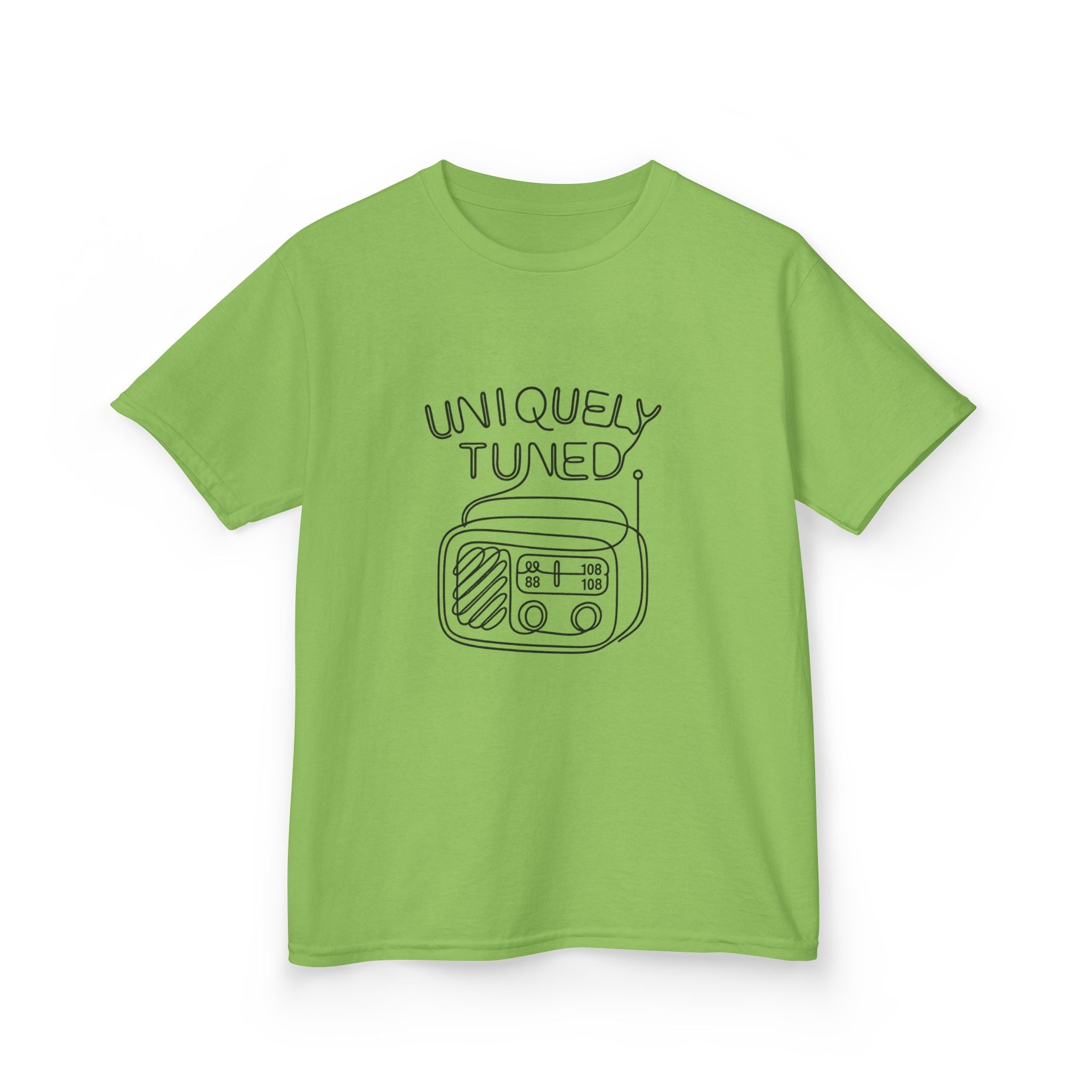 Uniquely Tuned Kids Tee, Retro Radio Graphic Tee, Fun Kids Shirt, Music Lover Gift, Cool Kids Apparel, Kids Heavy Cotton Shirt