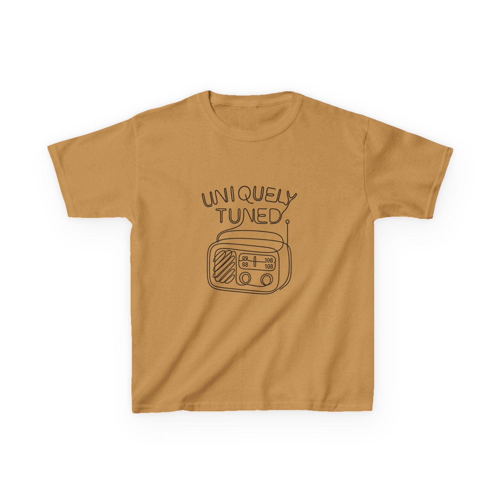 Uniquely Tuned Kids Tee, Retro Radio Graphic Tee, Fun Kids Shirt, Music Lover Gift, Cool Kids Apparel, Kids Heavy Cotton Shirt
