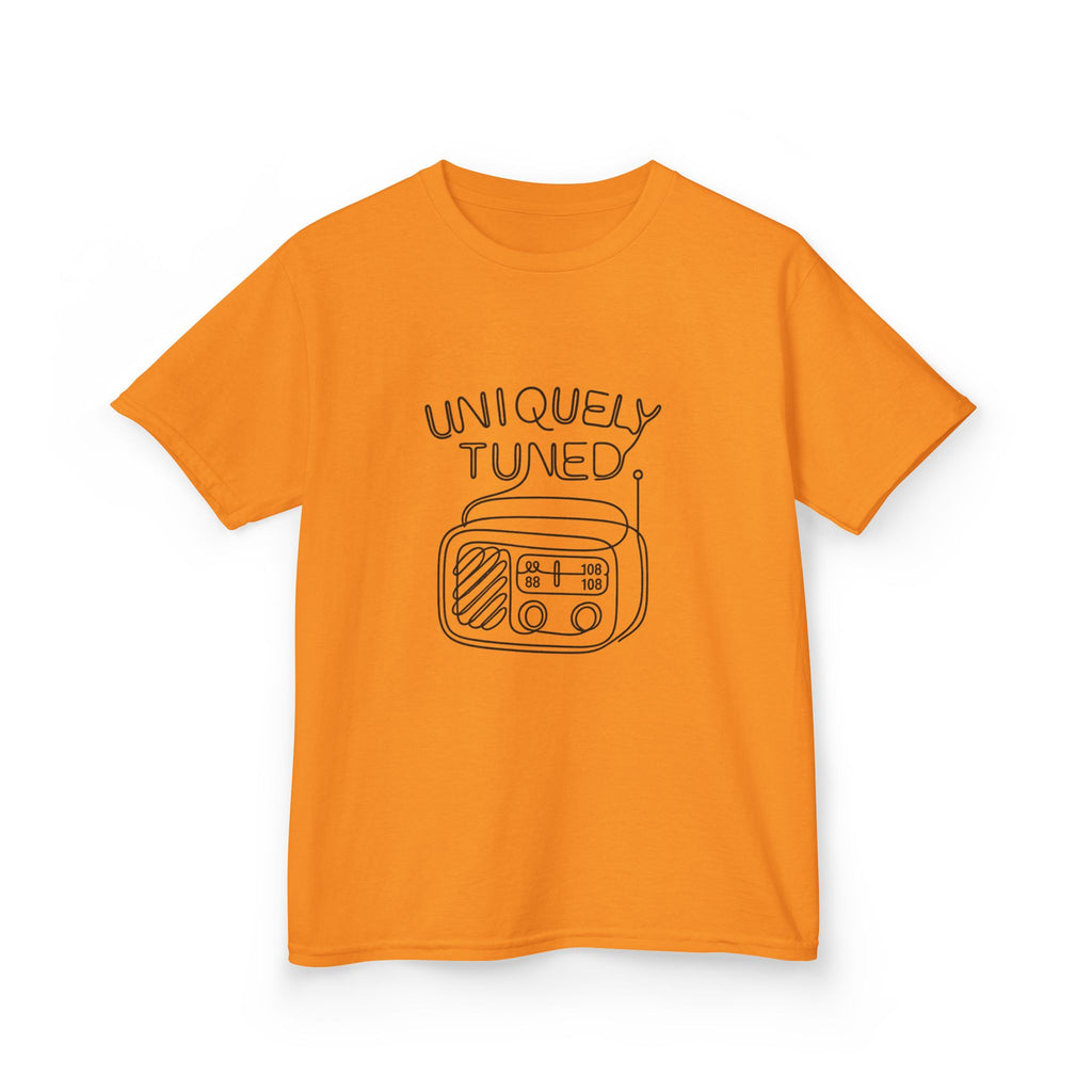 Uniquely Tuned Kids Tee, Retro Radio Graphic Tee, Fun Kids Shirt, Music Lover Gift, Cool Kids Apparel, Kids Heavy Cotton Shirt