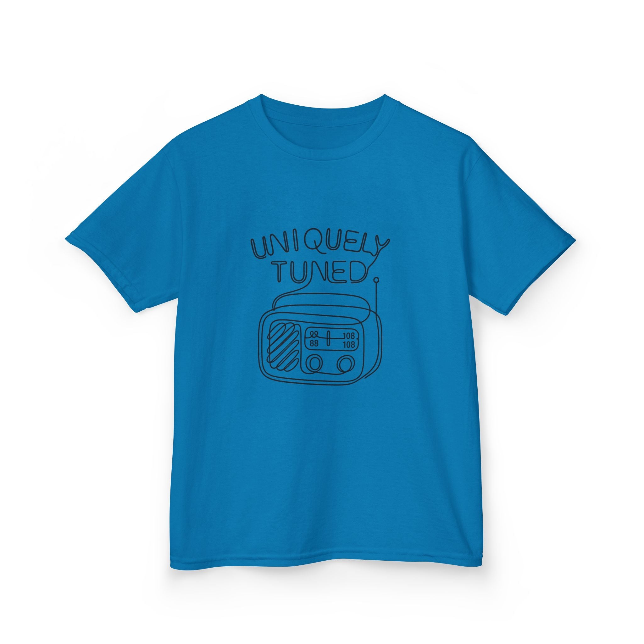 Uniquely Tuned Kids Tee, Retro Radio Graphic Tee, Fun Kids Shirt, Music Lover Gift, Cool Kids Apparel, Kids Heavy Cotton Shirt
