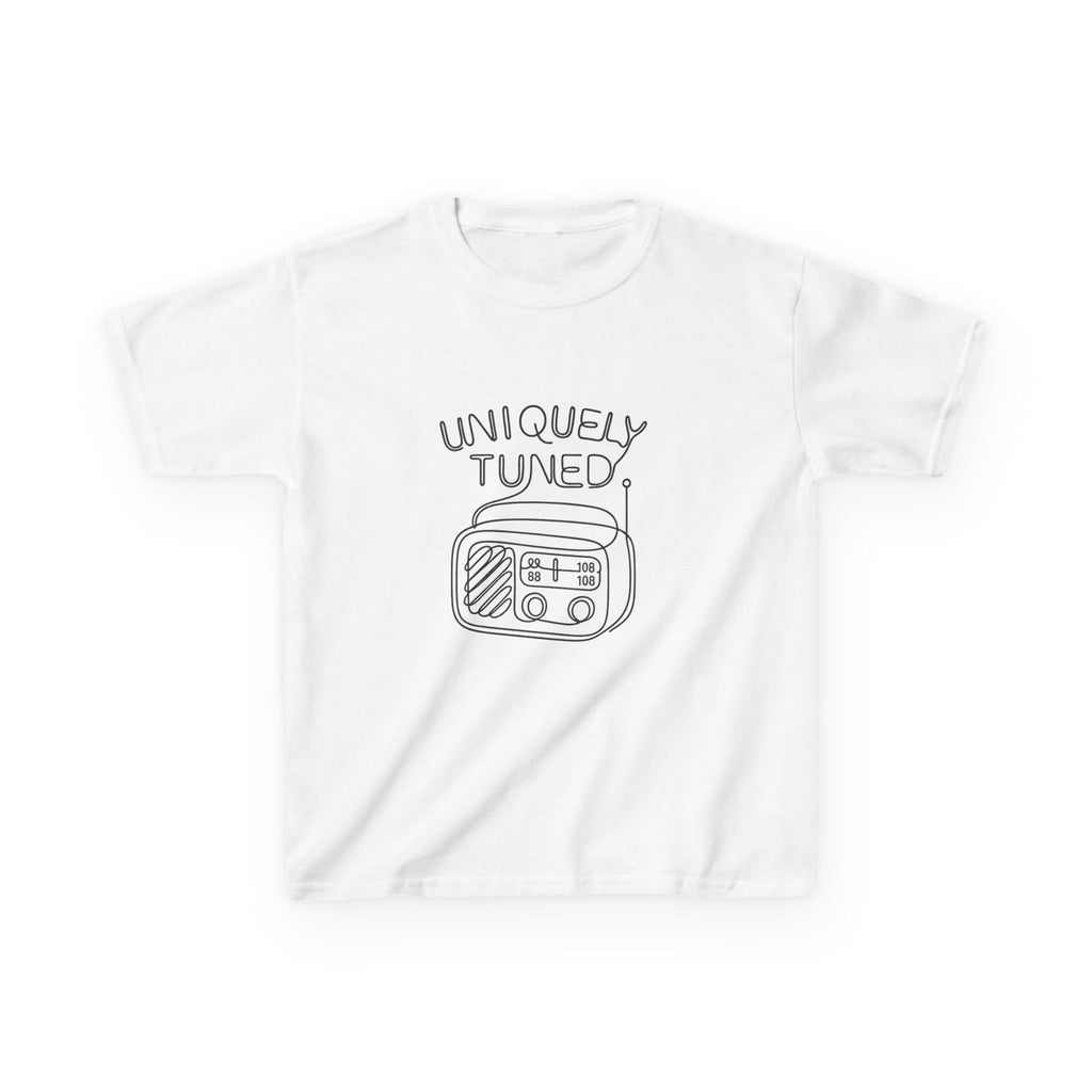 Uniquely Tuned Kids Tee, Retro Radio Graphic Tee, Fun Kids Shirt, Music Lover Gift, Cool Kids Apparel, Kids Heavy Cotton Shirt