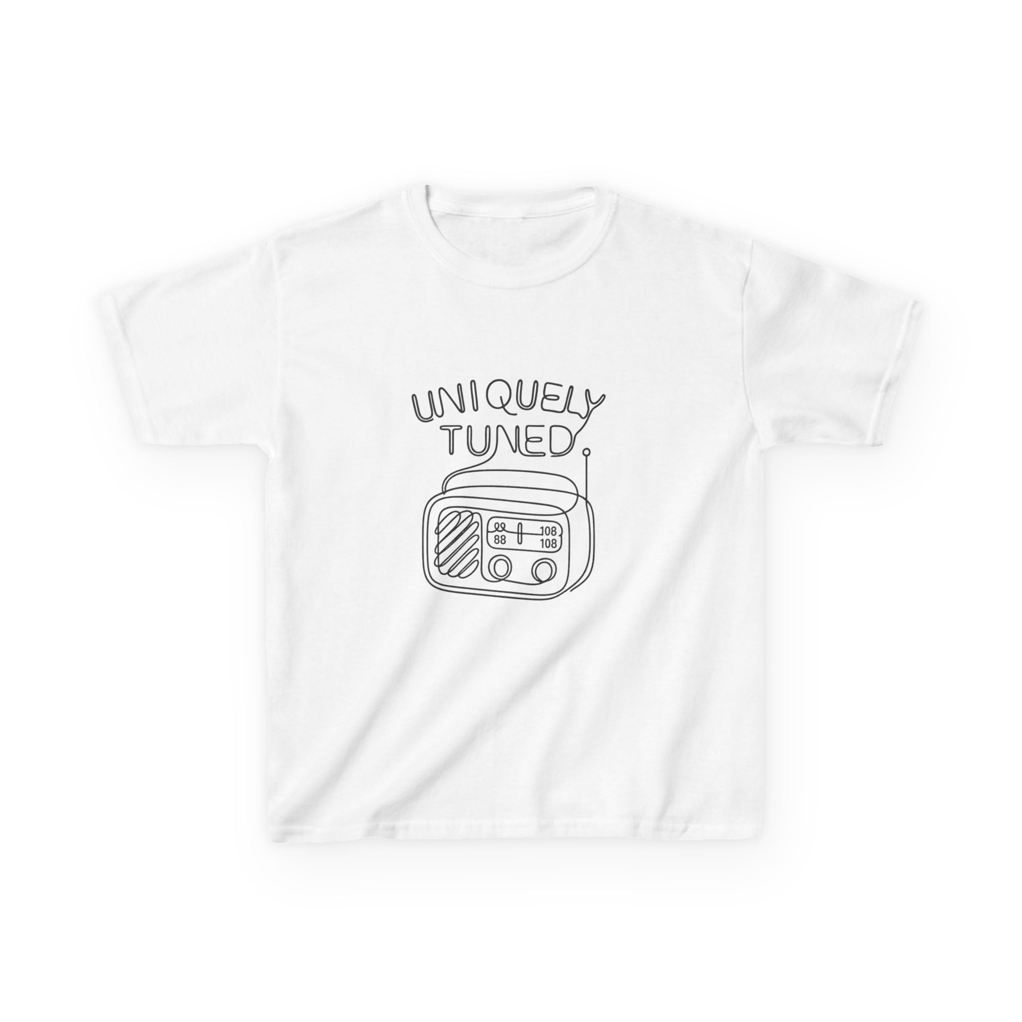 Uniquely Tuned Kids Tee, Retro Radio Graphic Tee, Fun Kids Shirt, Music Lover Gift, Cool Kids Apparel, Kids Heavy Cotton Shirt