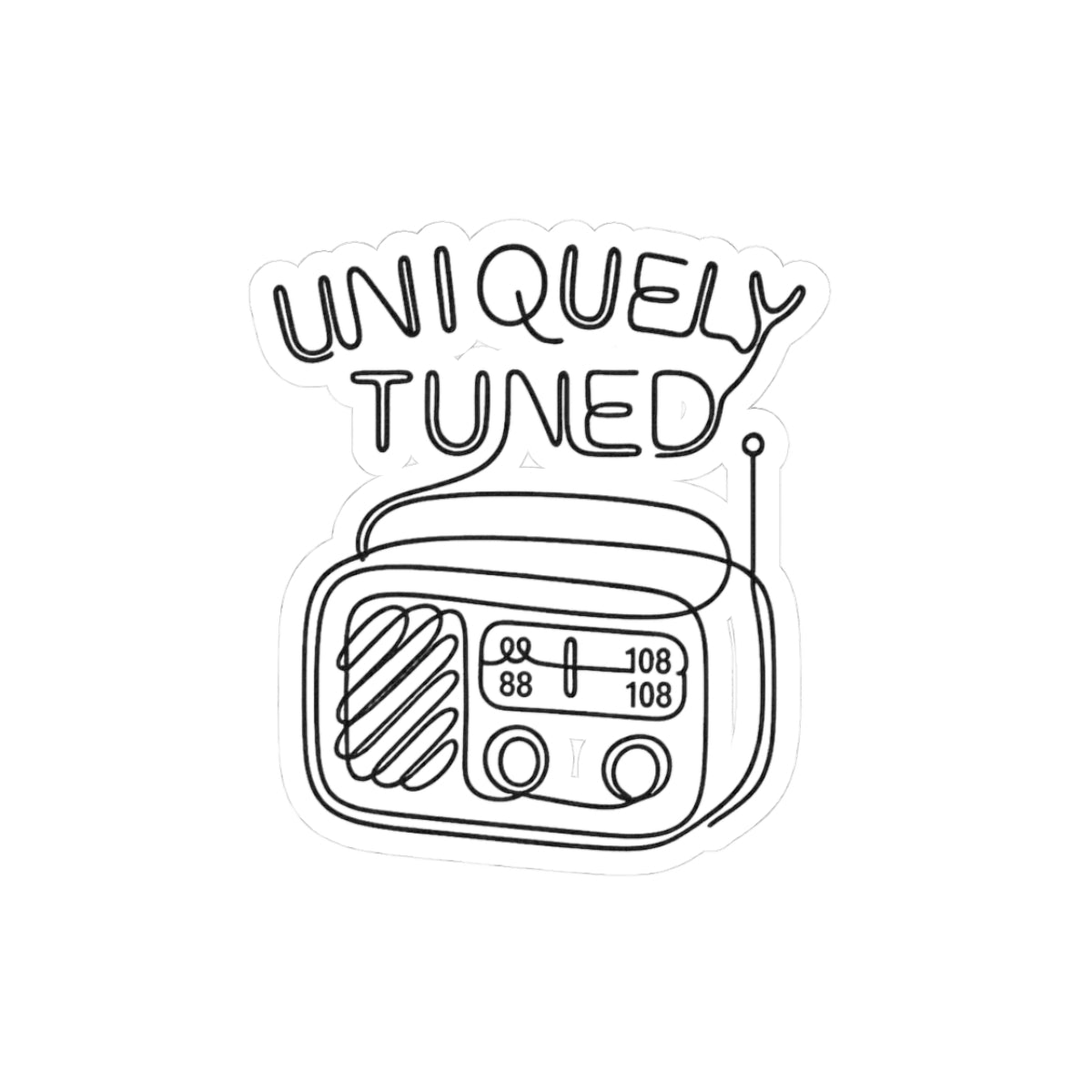 Uniquely Tuned Kiss-Cut Stickers, Custom Vinyl Decals for Laptops, Music Lovers Gift, Retro Radio Design, Aesthetic Stickers