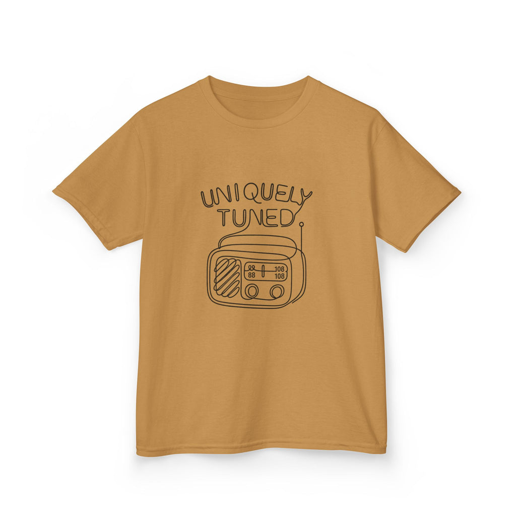 Uniquely Tuned Kids Tee, Retro Radio Graphic Tee, Fun Kids Shirt, Music Lover Gift, Cool Kids Apparel, Kids Heavy Cotton Shirt