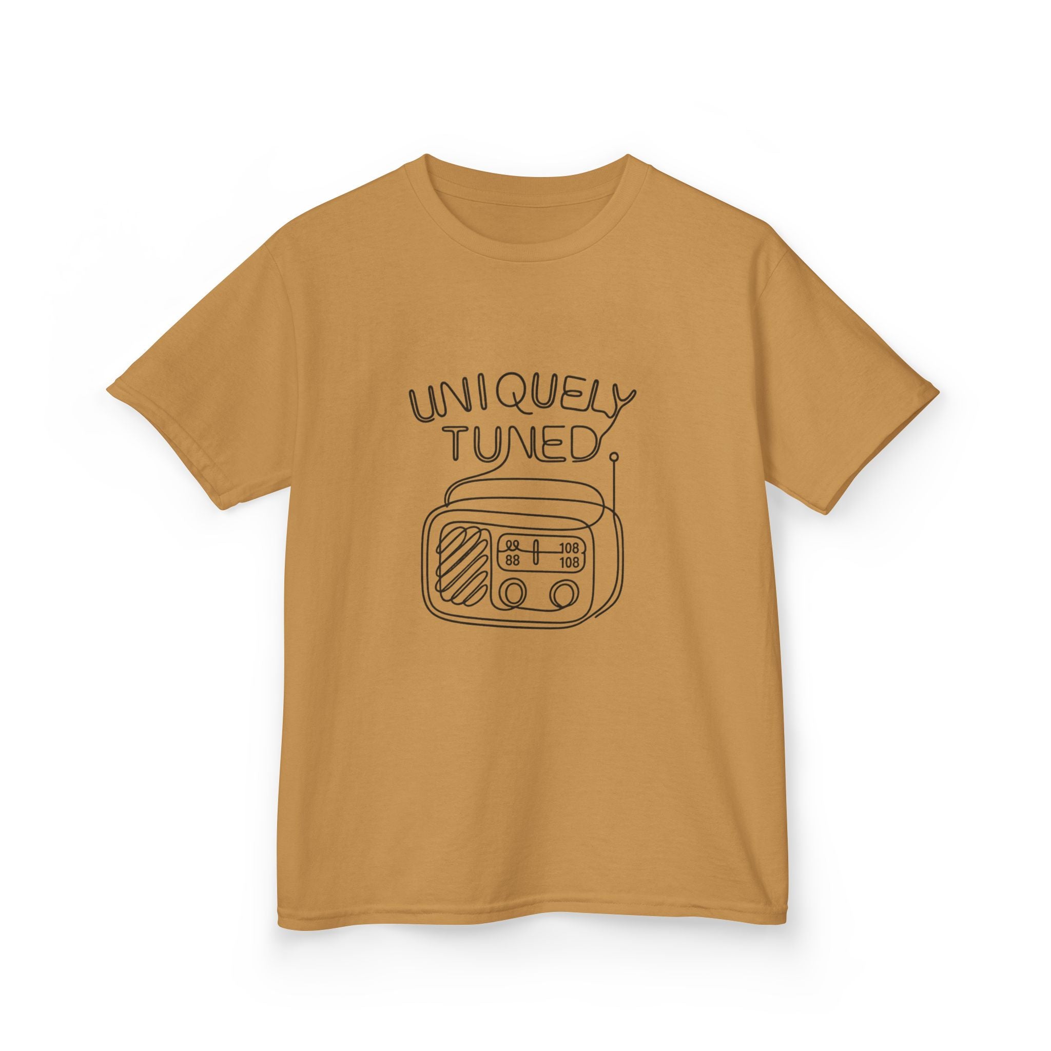 Uniquely Tuned Kids Tee, Retro Radio Graphic Tee, Fun Kids Shirt, Music Lover Gift, Cool Kids Apparel, Kids Heavy Cotton Shirt